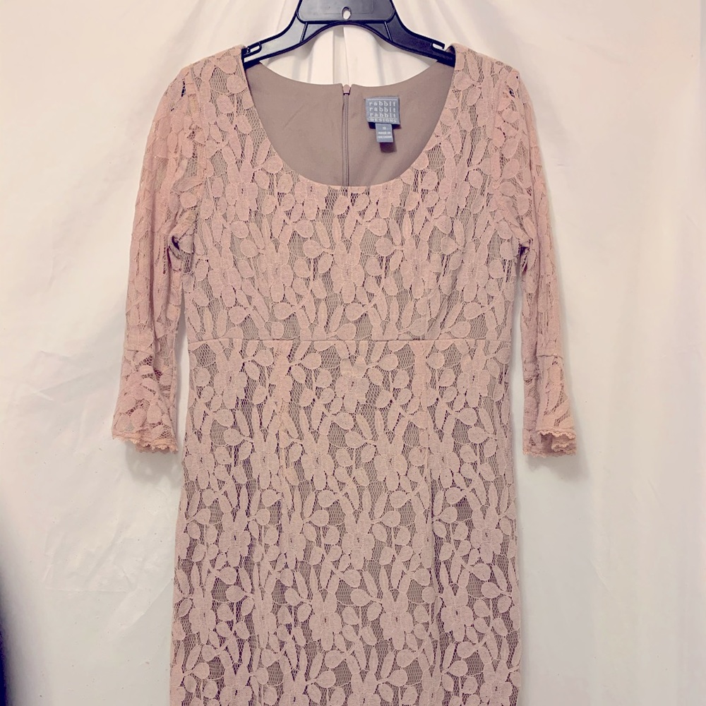 Rabbit Rabbit Rabbit Mauve Lace Illusion Mini Dress.